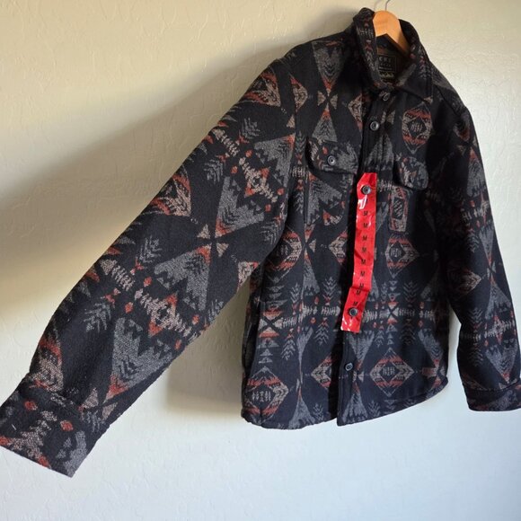 Jachs New York Jacket Aztec Wool Blend Sherpa Lined Shacket Grey Mens Medium NEW - Picture 7 of 12